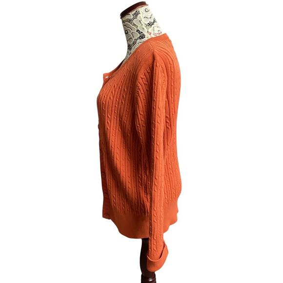 Cabela's cable-knit cardigan orange size M - Picture 3 of 8